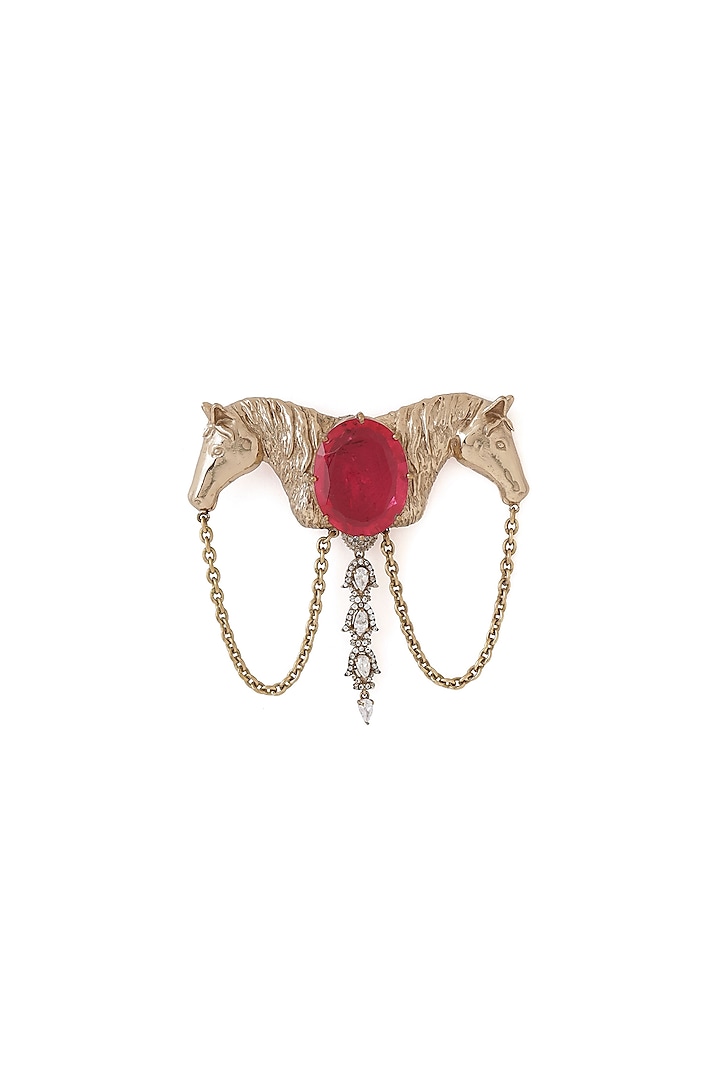 Gold Brass Horse Brooch by Cosa Nostraa
