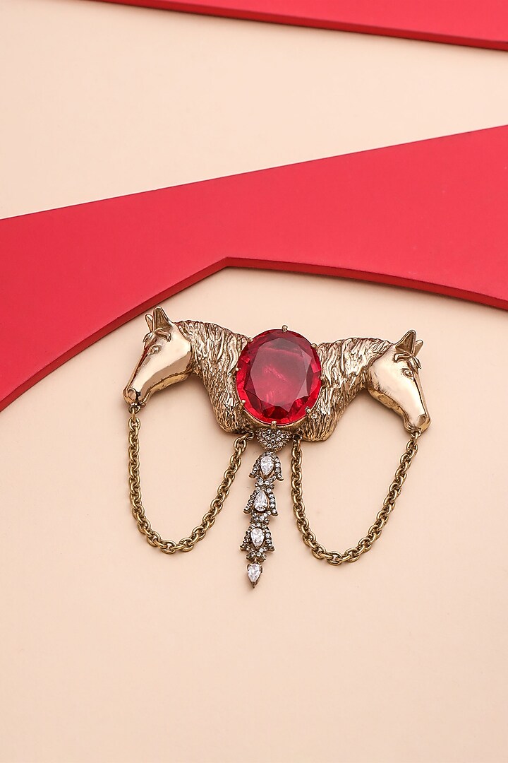 Gold Brass Horse Brooch by Cosa Nostraa at Pernia's Pop Up Shop