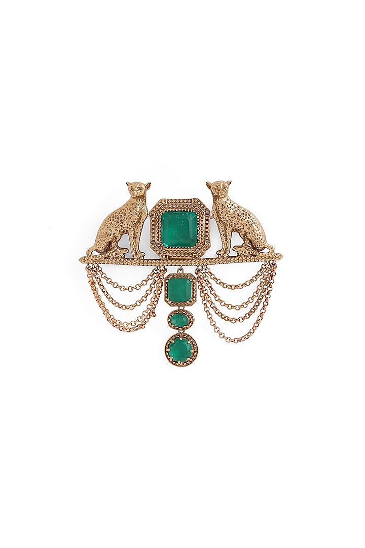 Gold Brass Cheetah Brooch by Cosa Nostraa