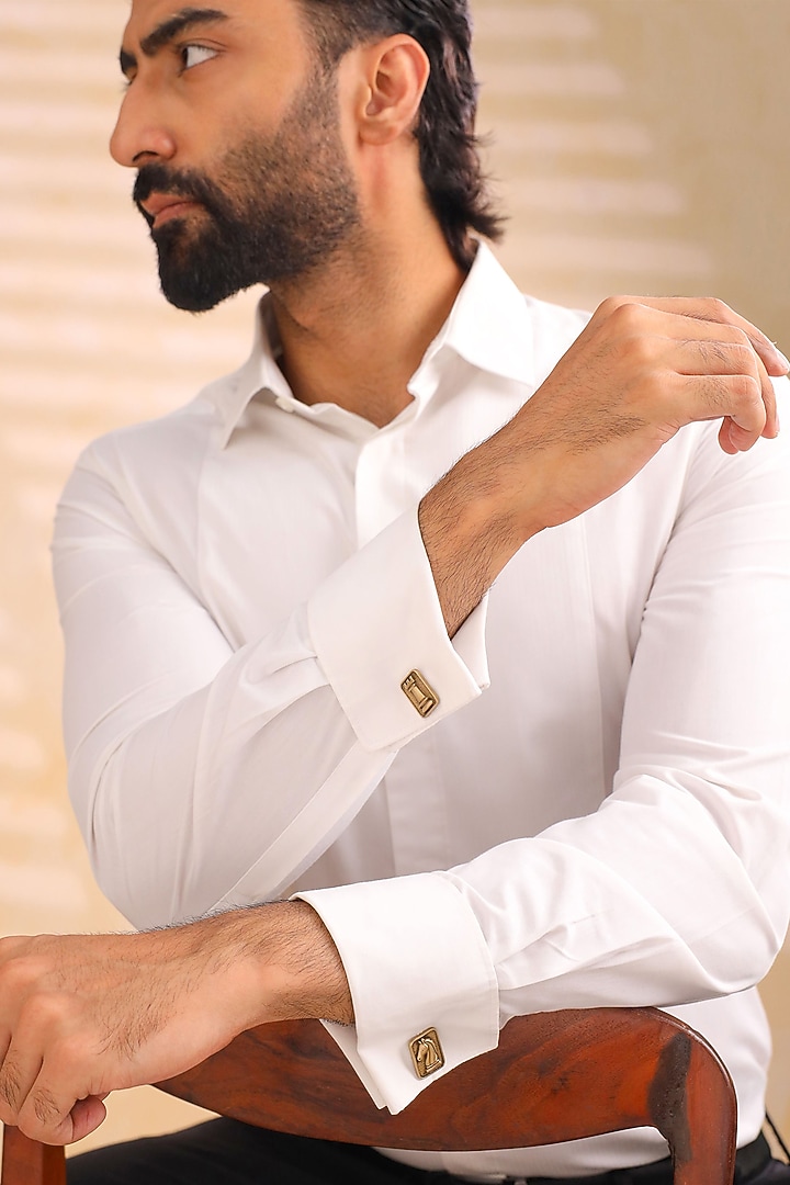 Oxidised Antique Gold Brass Cufflinks (Set Of 2) by Cosa Nostraa at Pernia's Pop Up Shop