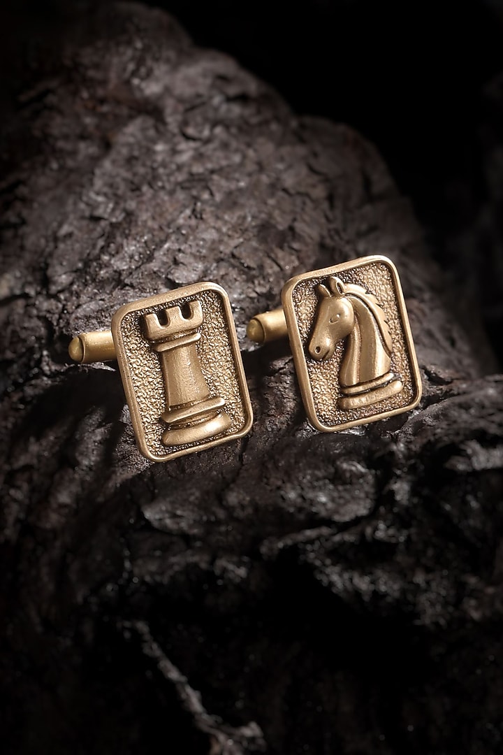 Oxidised Antique Gold Brass Cufflinks (Set Of 2) by Cosa Nostraa at Pernia's Pop Up Shop