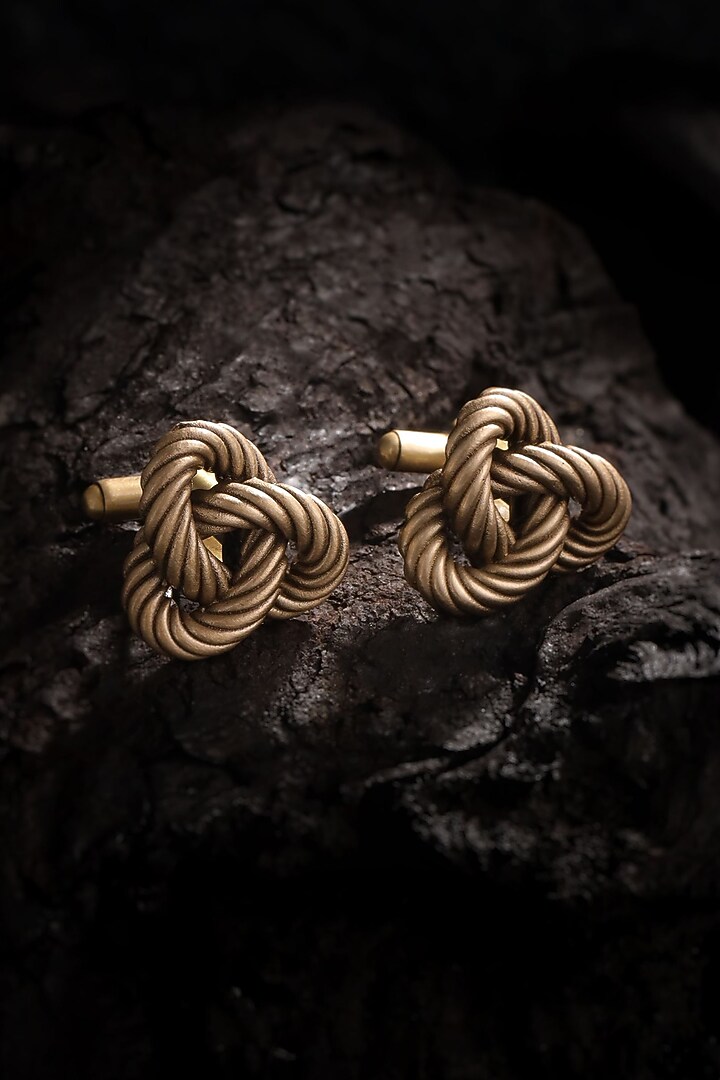 Oxidised Antique Gold Brass Cufflinks (Set Of 2) by Cosa Nostraa at Pernia's Pop Up Shop