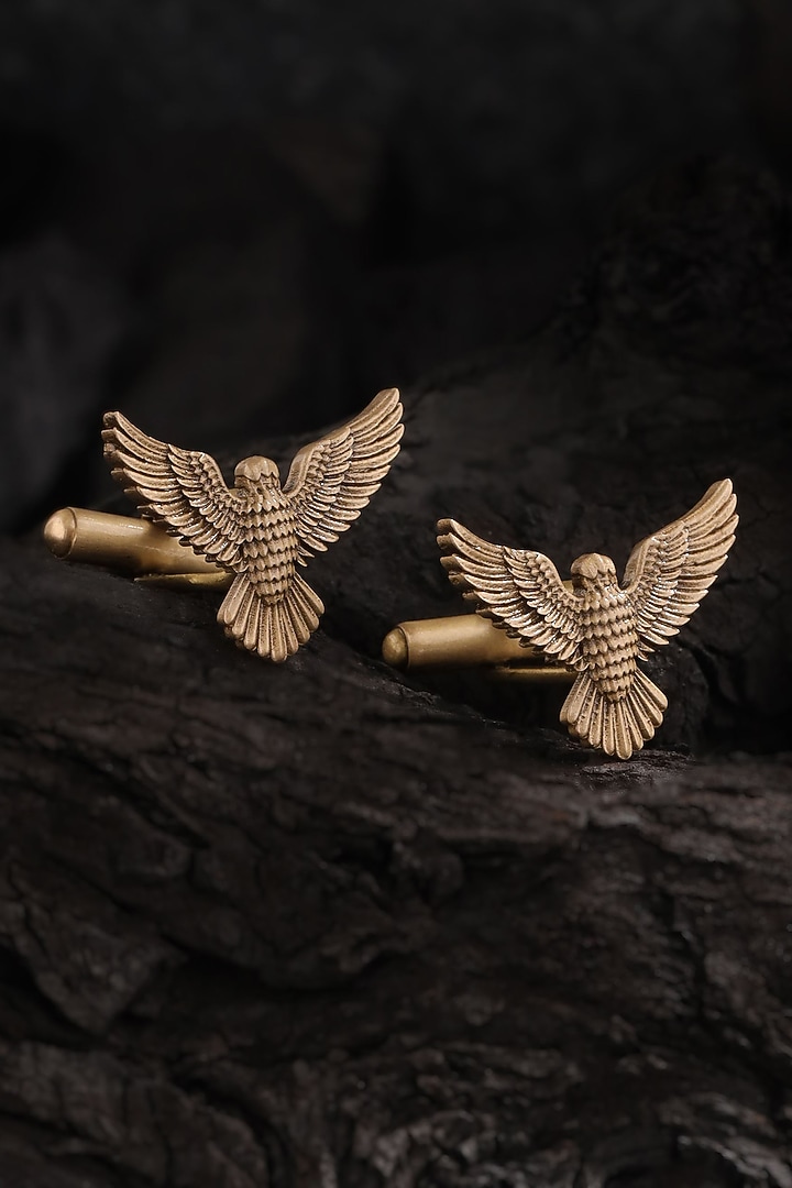 Oxidised Antique Gold Brass Cufflinks (Set Of 2) by Cosa Nostraa at Pernia's Pop Up Shop