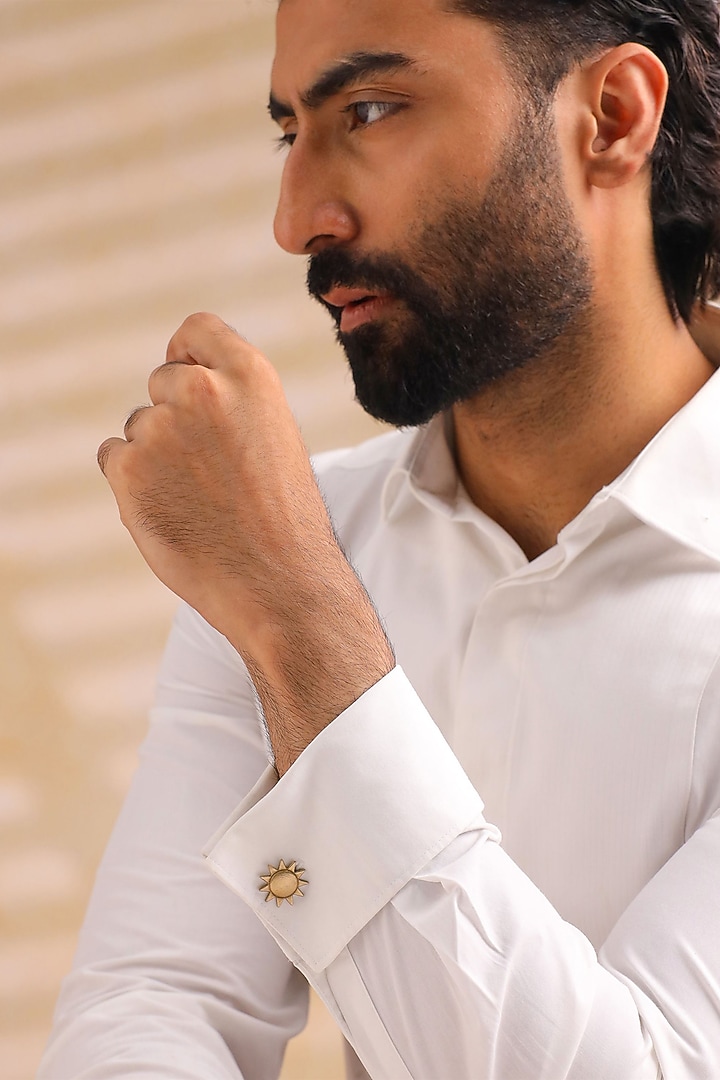 Oxidised Antique Gold Brass Cufflinks (Set Of 2) by Cosa Nostraa at Pernia's Pop Up Shop