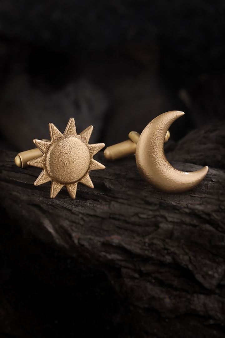 Oxidised Antique Gold Brass Cufflinks (Set Of 2) by Cosa Nostraa at Pernia's Pop Up Shop