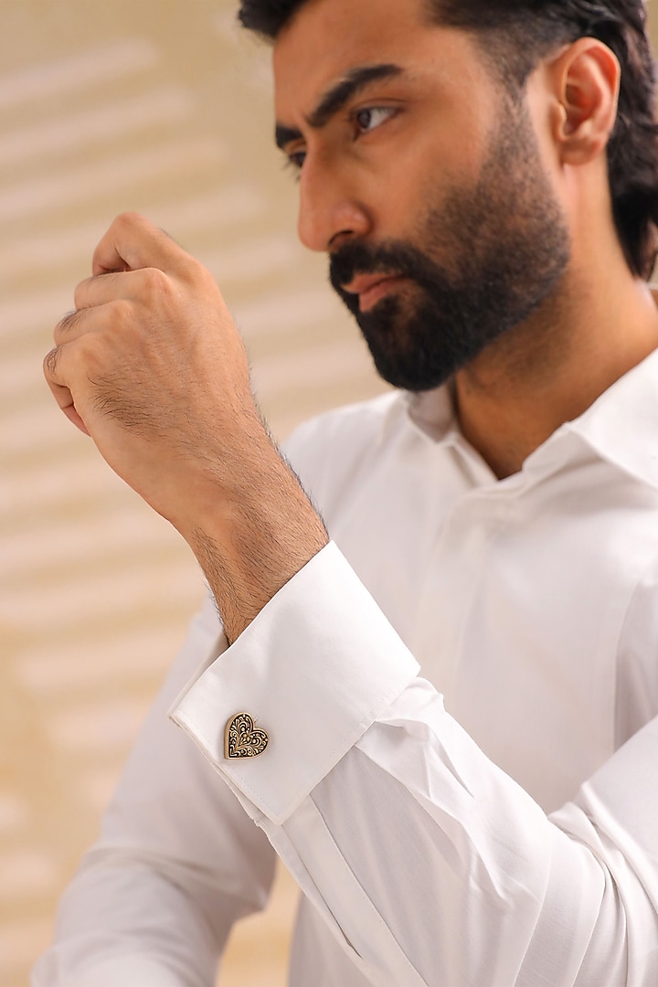 Oxidised Antique Gold Brass Cufflinks (Set Of 2) by Cosa Nostraa at Pernia's Pop Up Shop