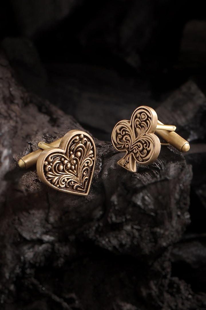 Oxidised Antique Gold Brass Cufflinks (Set Of 2) by Cosa Nostraa at Pernia's Pop Up Shop