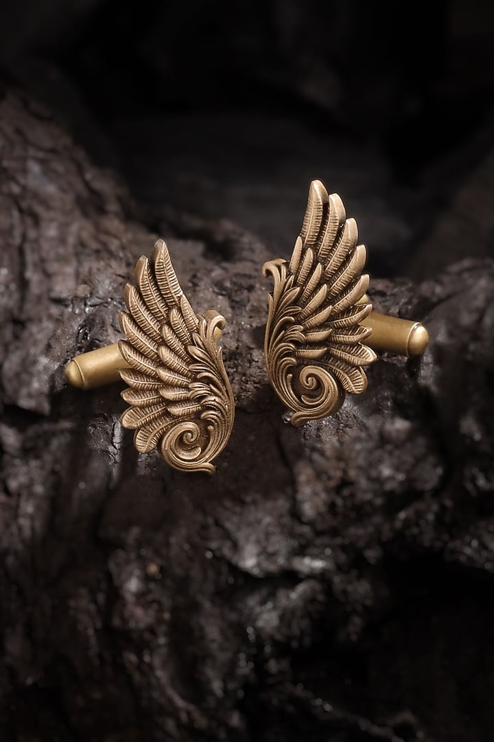 Oxidised Antique Gold Brass Cufflinks (Set Of 2) by Cosa Nostraa at Pernia's Pop Up Shop