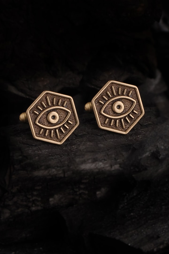 Oxidised Antique Gold Brass Cufflinks (Set Of 2) by Cosa Nostraa at Pernia's Pop Up Shop