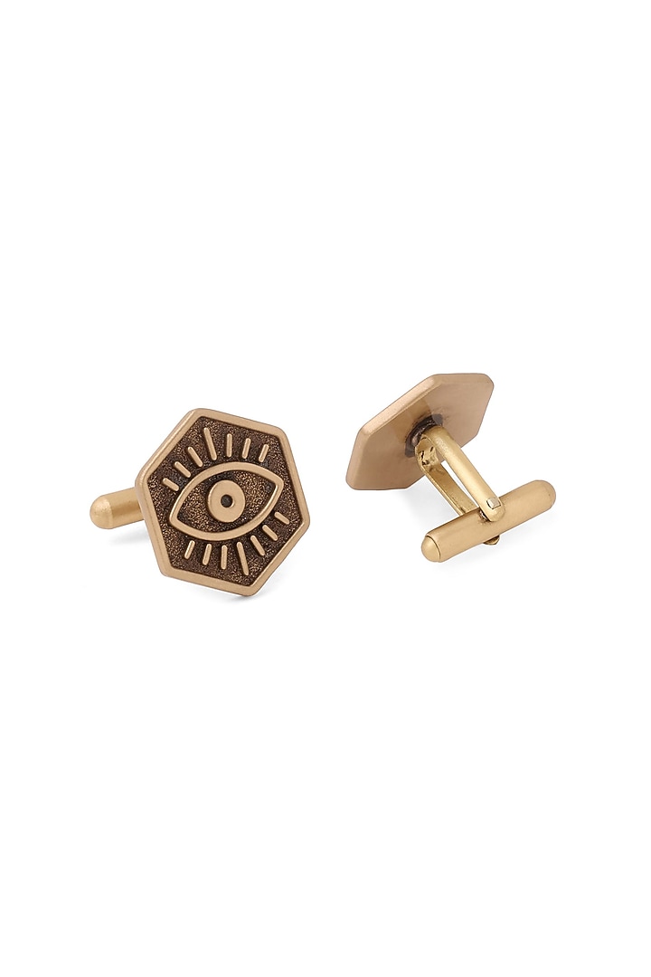Oxidised Antique Gold Brass Cufflinks (Set Of 2) by Cosa Nostraa at Pernia's Pop Up Shop