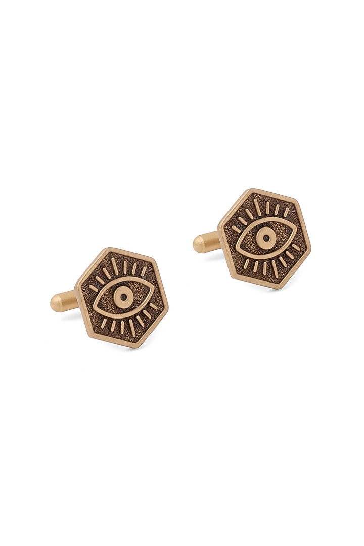 Oxidised Antique Gold Brass Cufflinks (Set Of 2) by Cosa Nostraa at Pernia's Pop Up Shop
