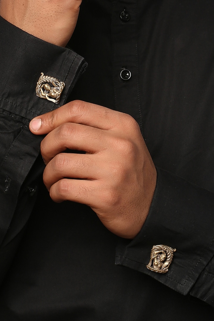 Antique Gold Brass Cufflinks by Cosa Nostraa at Pernia's Pop Up Shop