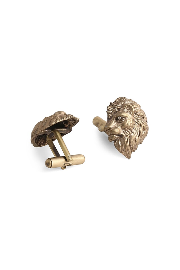 Antique Gold Lion Head Cufflinks by Cosa Nostraa at Pernia's Pop Up Shop