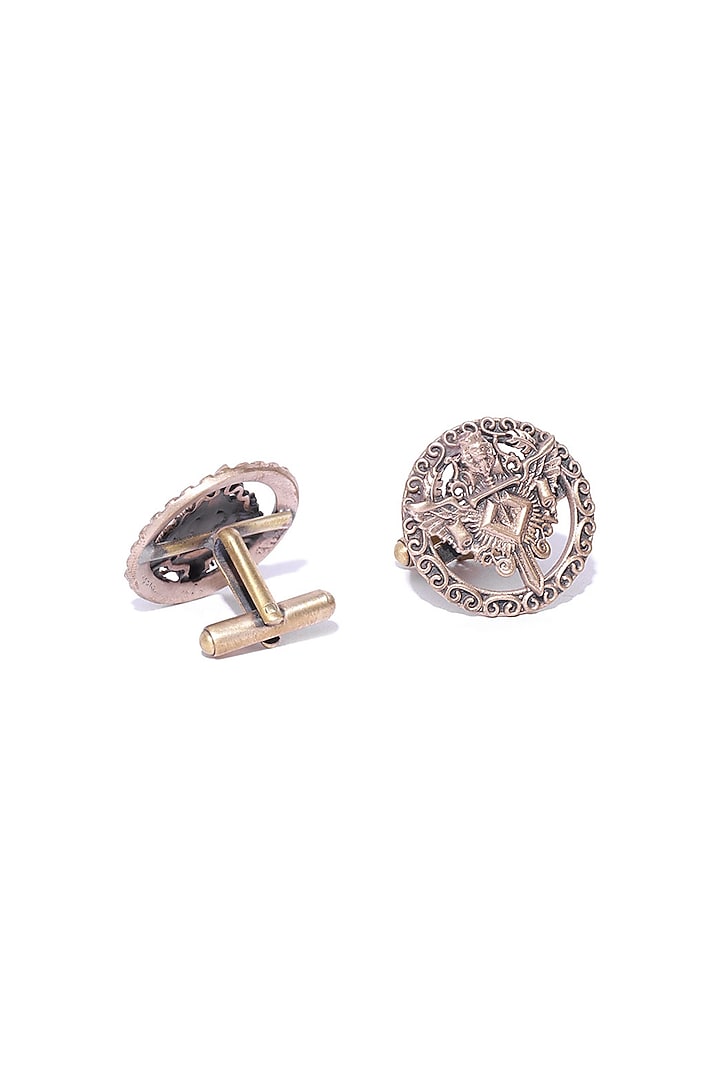 Antique Gold Brass Knight Lion Shield Cufflinks by Cosa Nostraa at Pernia's Pop Up Shop