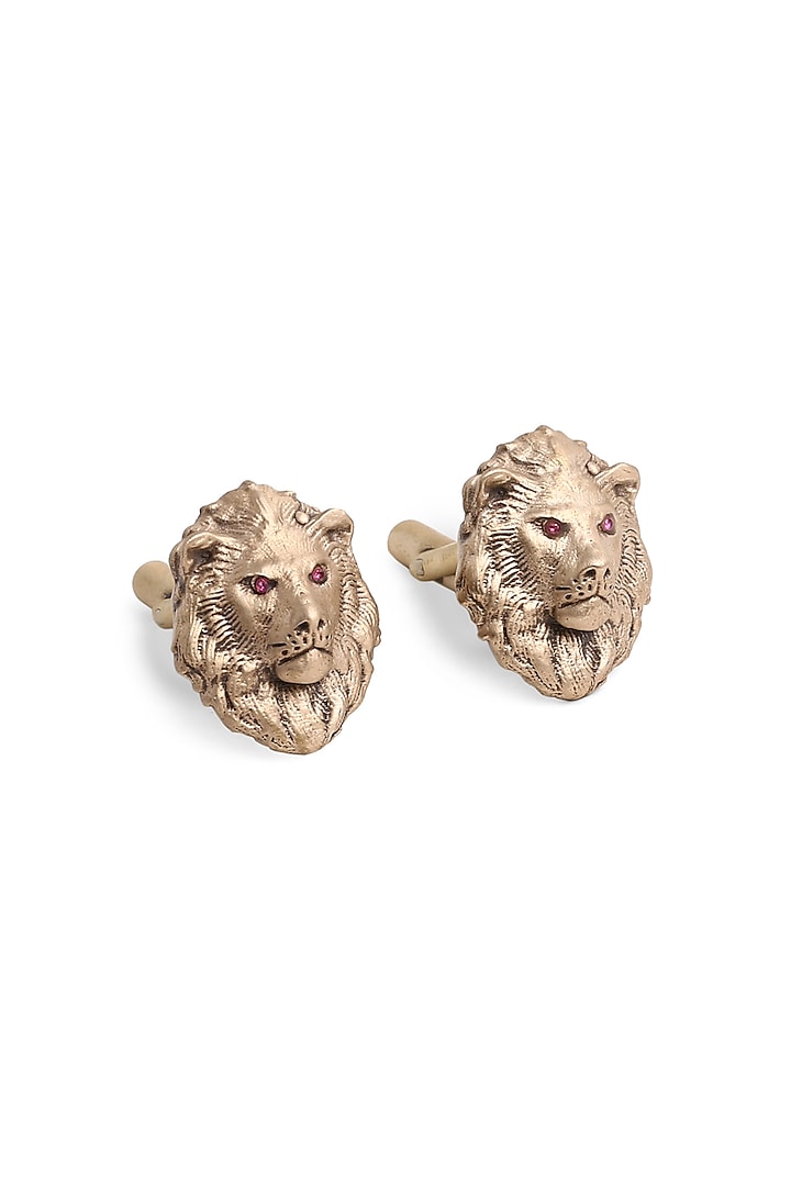 Antique Gold King Lion Head Cufflinks by Cosa Nostraa