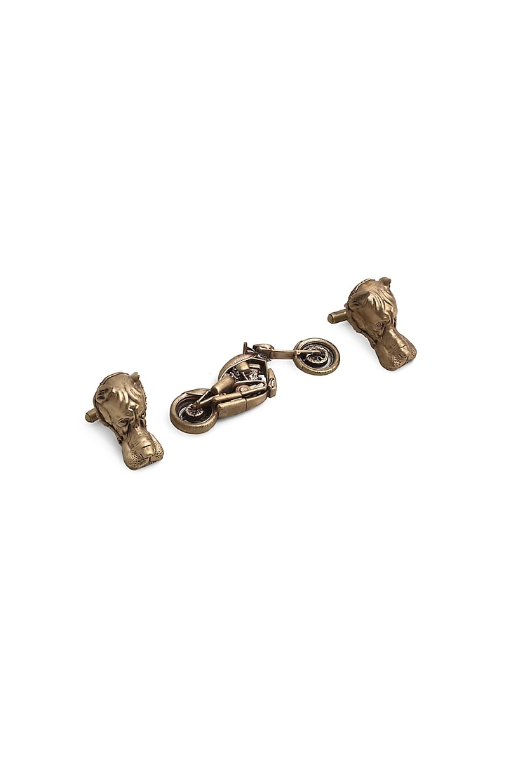 Antique Gold Bulldog Cufflinks With Brooch by Cosa Nostraa