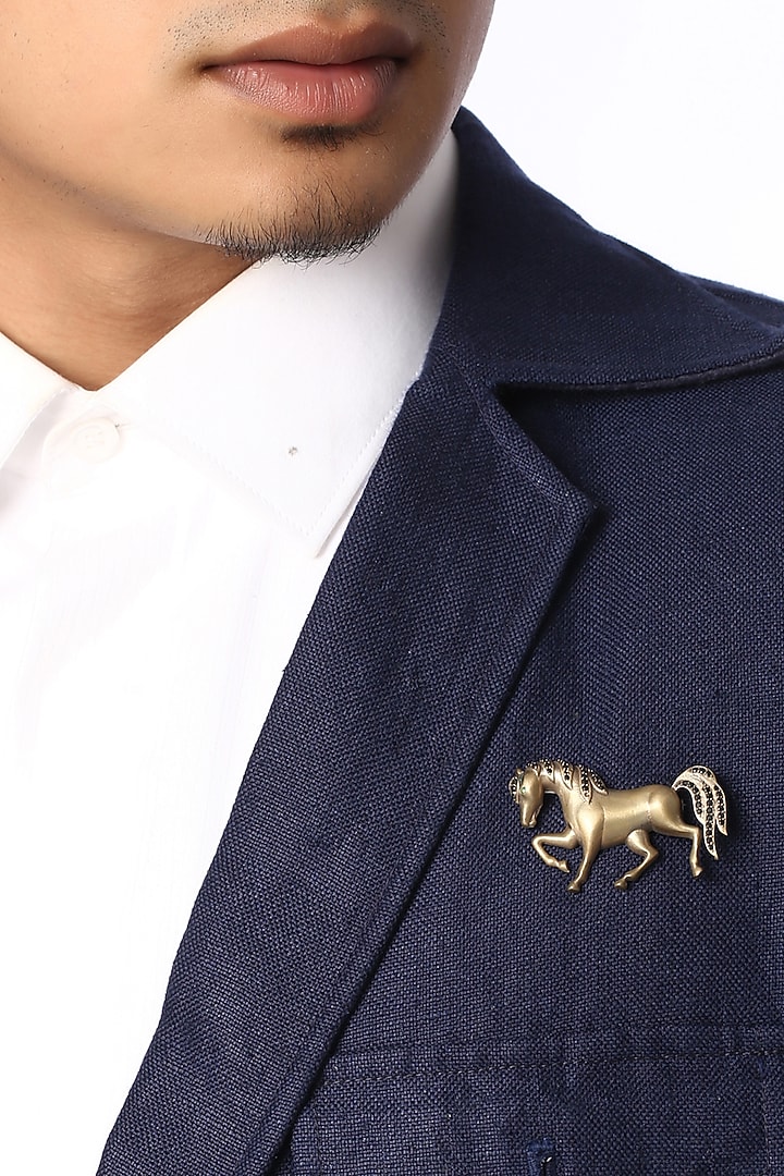 Antique Gold Cufflinks With Parade Horse Brooch by Cosa Nostraa at Pernia's Pop Up Shop