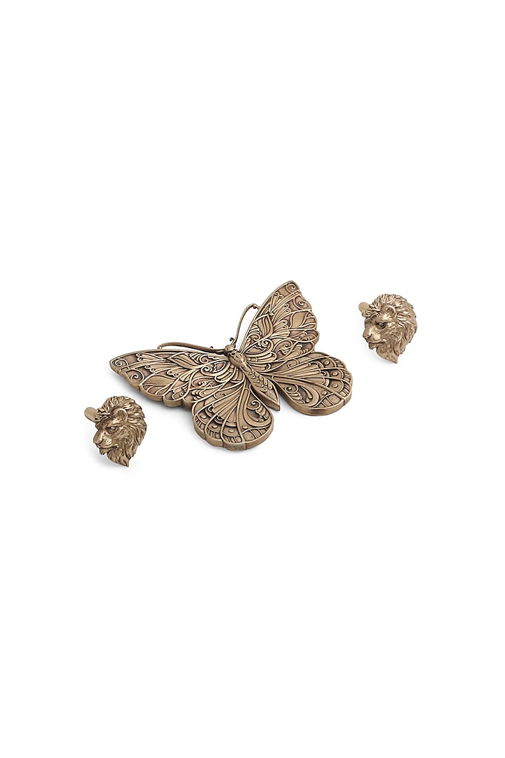 Antique Gold Lion Cufflinks With Brooch by Cosa Nostraa