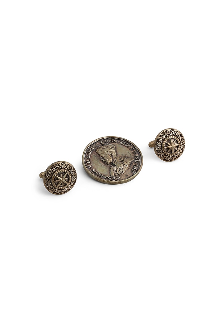 Antique Gold Sun Star Cufflinks With Brooch by Cosa Nostraa