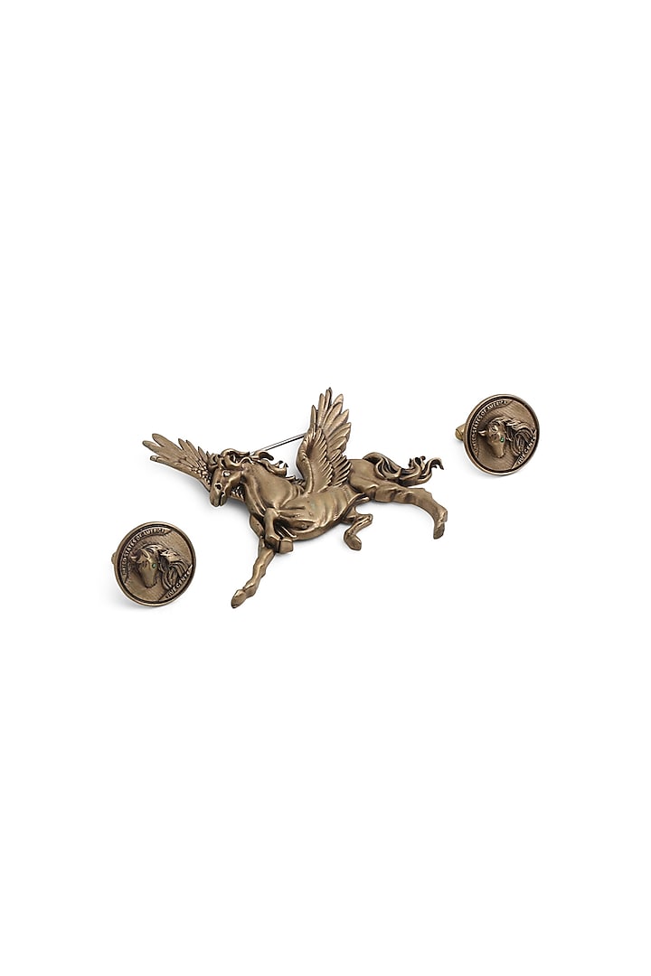 Antique Gold Vintage Cufflinks With Brooch by Cosa Nostraa