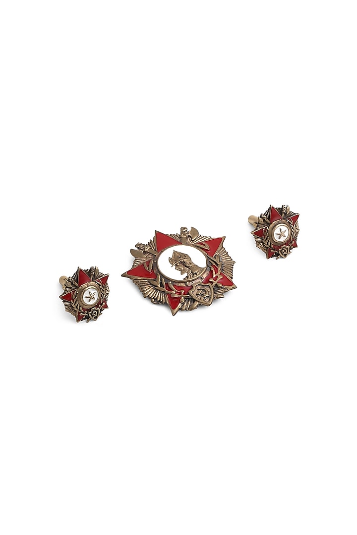 Antique Gold Hannibal Cufflinks With Brooch by Cosa Nostraa