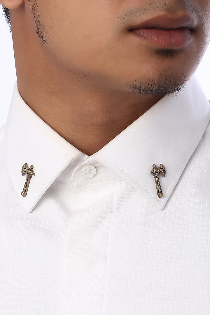 Antique Gold Battle Axe Collar Tips by Cosa Nostraa at Pernia's Pop Up Shop