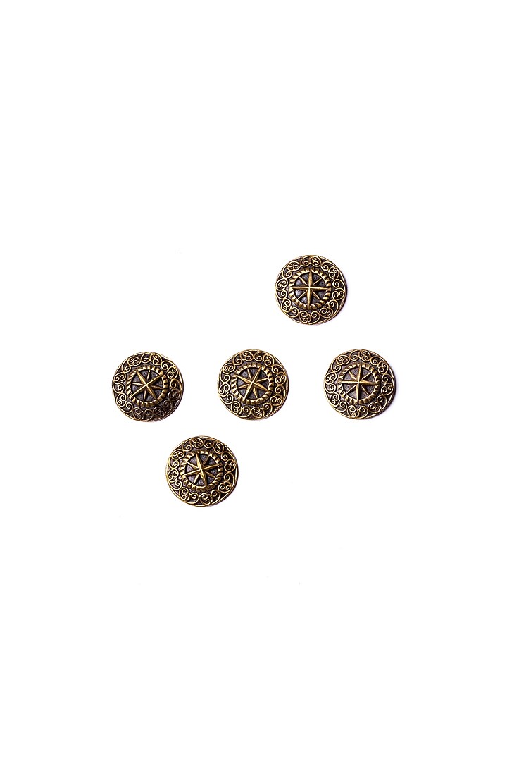 Antique Gold Sun-Star Buttons (Set of 5) by Cosa Nostraa at Pernia's Pop Up Shop