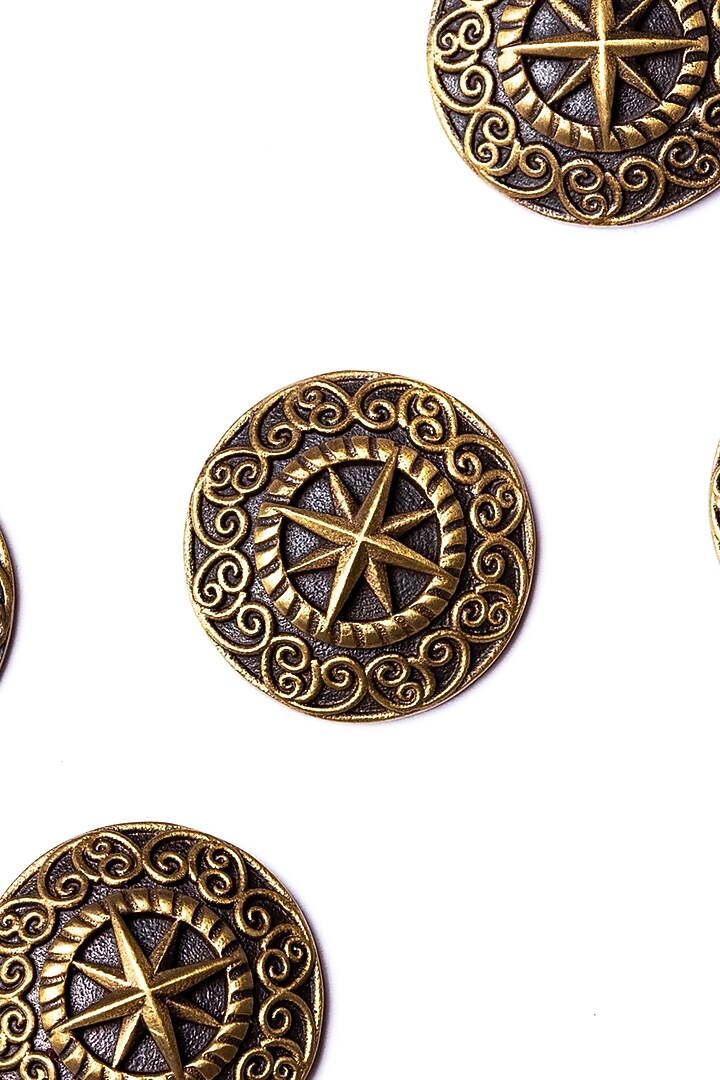 Antique Gold Sun-Star Buttons (Set of 5) by Cosa Nostraa at Pernia's Pop Up Shop