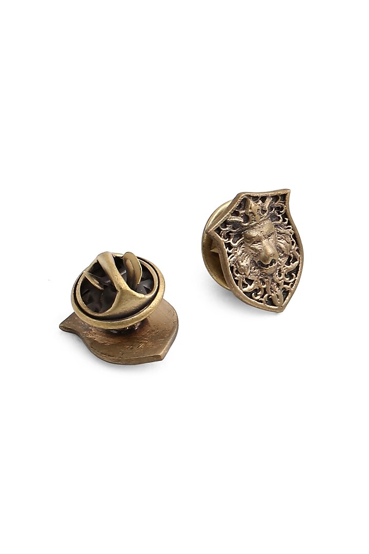 Antique Gold Lion Shield Collar Tips by Cosa Nostraa at Pernia's Pop Up Shop