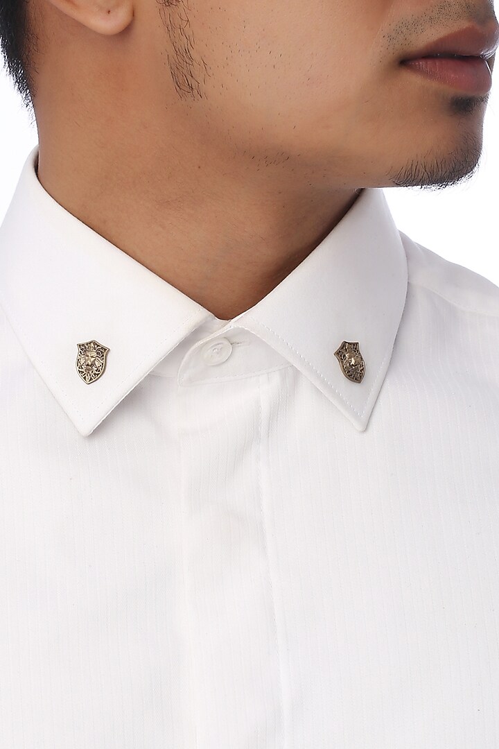 Antique Gold Lion Shield Collar Tips by Cosa Nostraa at Pernia's Pop Up Shop