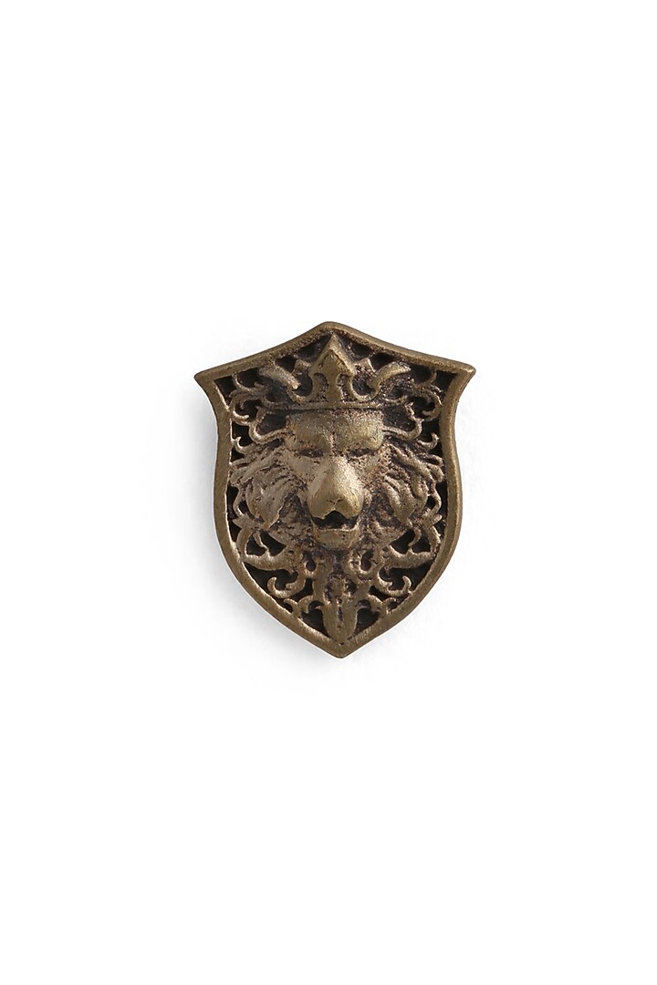 Antique Gold Lion Shield Collar Tips by Cosa Nostraa at Pernia's Pop Up Shop