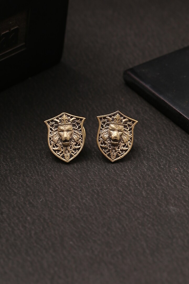 Antique Gold Lion Shield Collar Tips by Cosa Nostraa at Pernia's Pop Up Shop