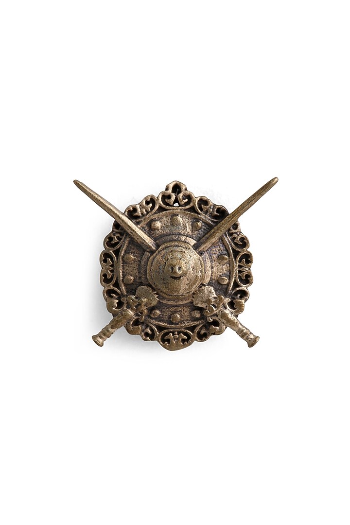 Antique Gold Shield & Sword Collar Tips by Cosa Nostraa at Pernia's Pop Up Shop