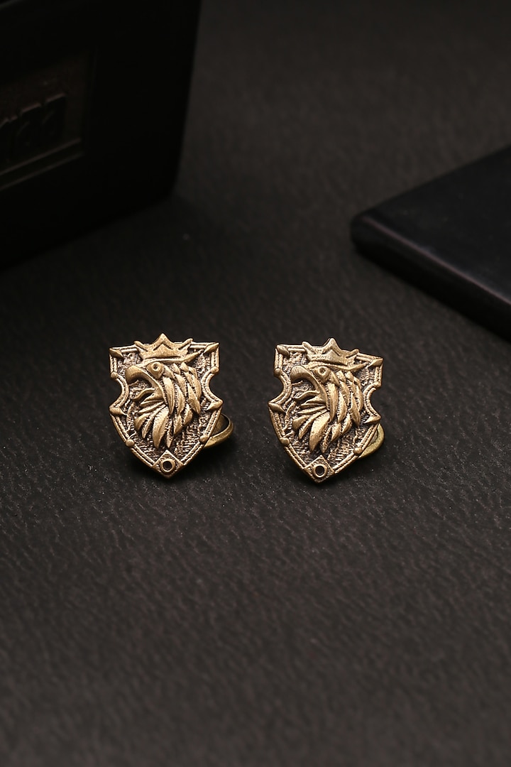 Antique Gold Eagle Shield Collar Tips by Cosa Nostraa at Pernia's Pop Up Shop