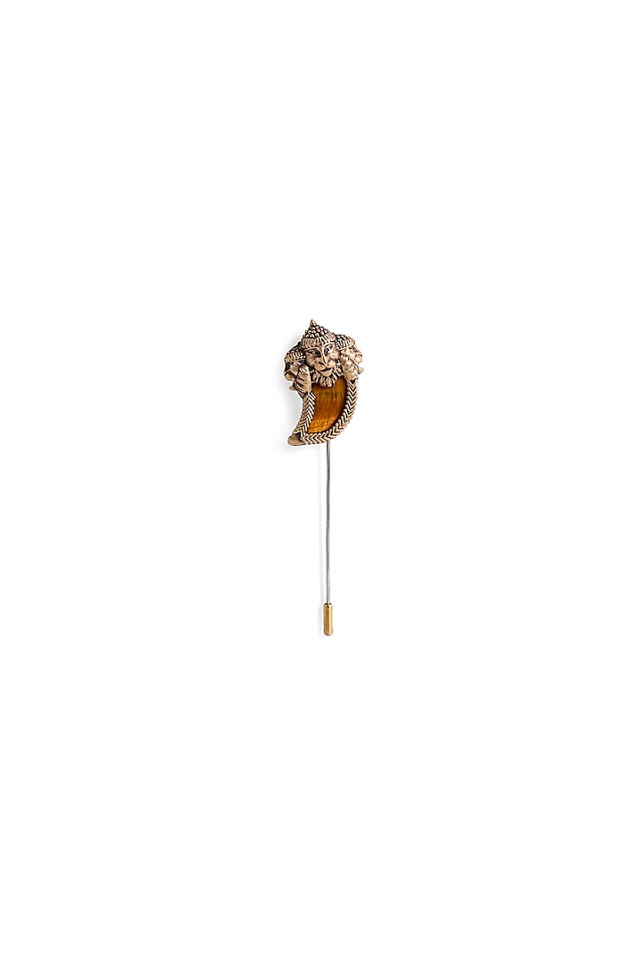 Antique Gold Narsimha Lapel Pin by Cosa Nostraa
