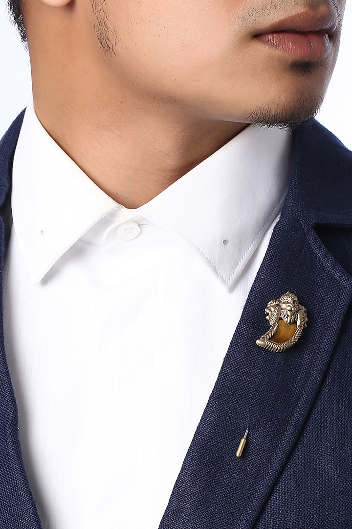 Antique Gold Narsimha Lapel Pin by Cosa Nostraa at Pernia's Pop Up Shop
