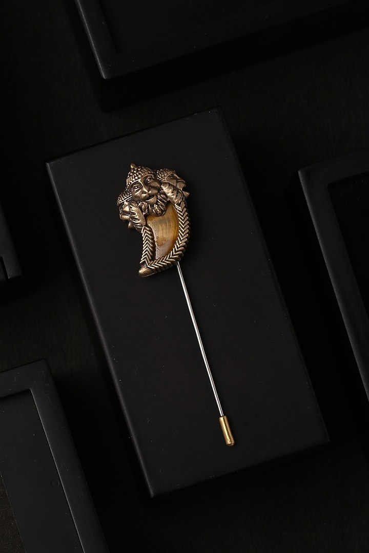 Antique Gold Narsimha Lapel Pin by Cosa Nostraa at Pernia's Pop Up Shop