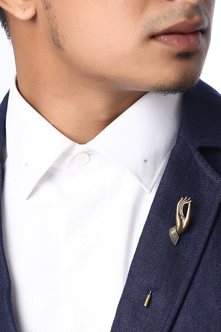 Antique Gold Meditate Lapel Pin by Cosa Nostraa at Pernia's Pop Up Shop
