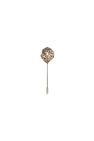 Antique Gold Lion Head Lapel Pin by Cosa Nostraa