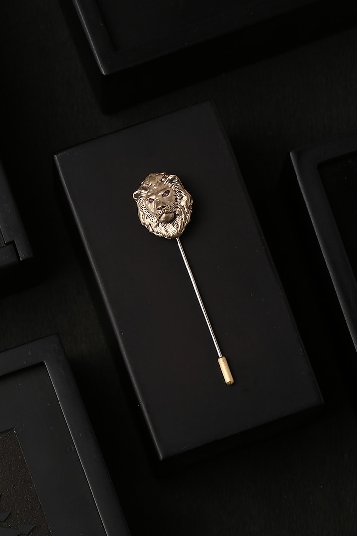 Antique Gold Jungle King Lion Head Lapel Pin by Cosa Nostraa at Pernia's Pop Up Shop