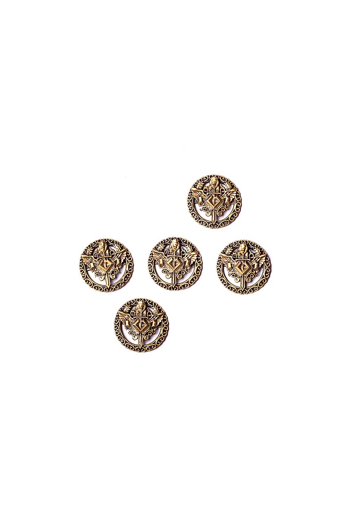 Antique Gold Knight Lion Shield Buttons (Set of 7) by Cosa Nostraa at Pernia's Pop Up Shop