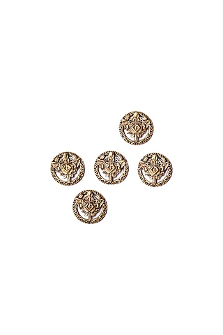 Antique Gold Knight Lion Shield Buttons (Set of 7) by Cosa Nostraa