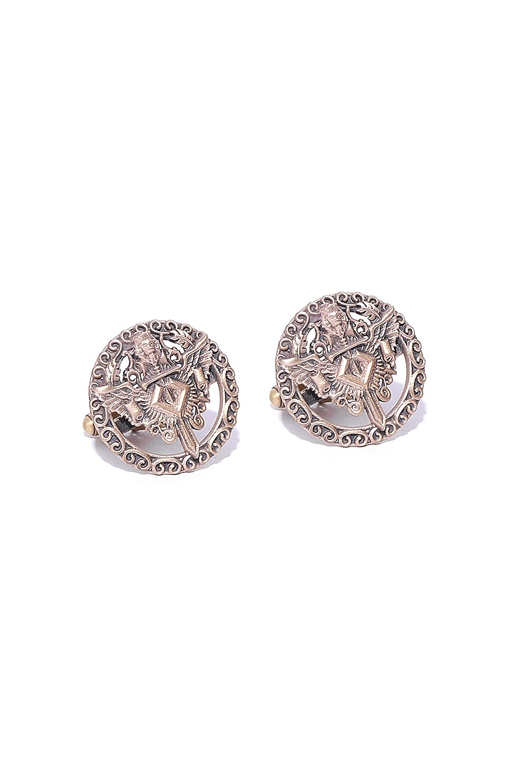Antique Gold Knight Lion Shield Cufflinks by Cosa Nostraa
