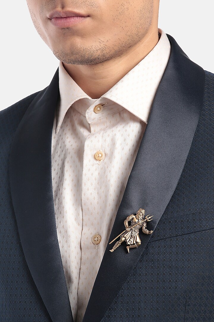 Antique Gold Shield Cufflinks With Poseidon Brooch by Cosa Nostraa at Pernia's Pop Up Shop