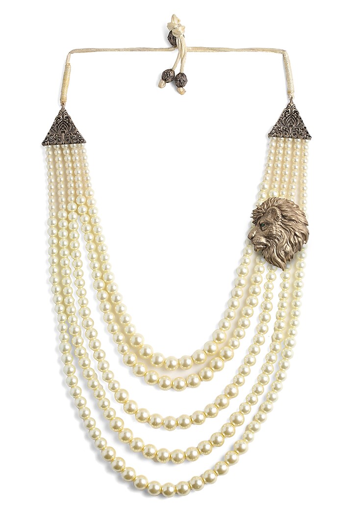 Off-White Pearl Beaded Layered Mala by Cosa Nostraa at Pernia's Pop Up Shop