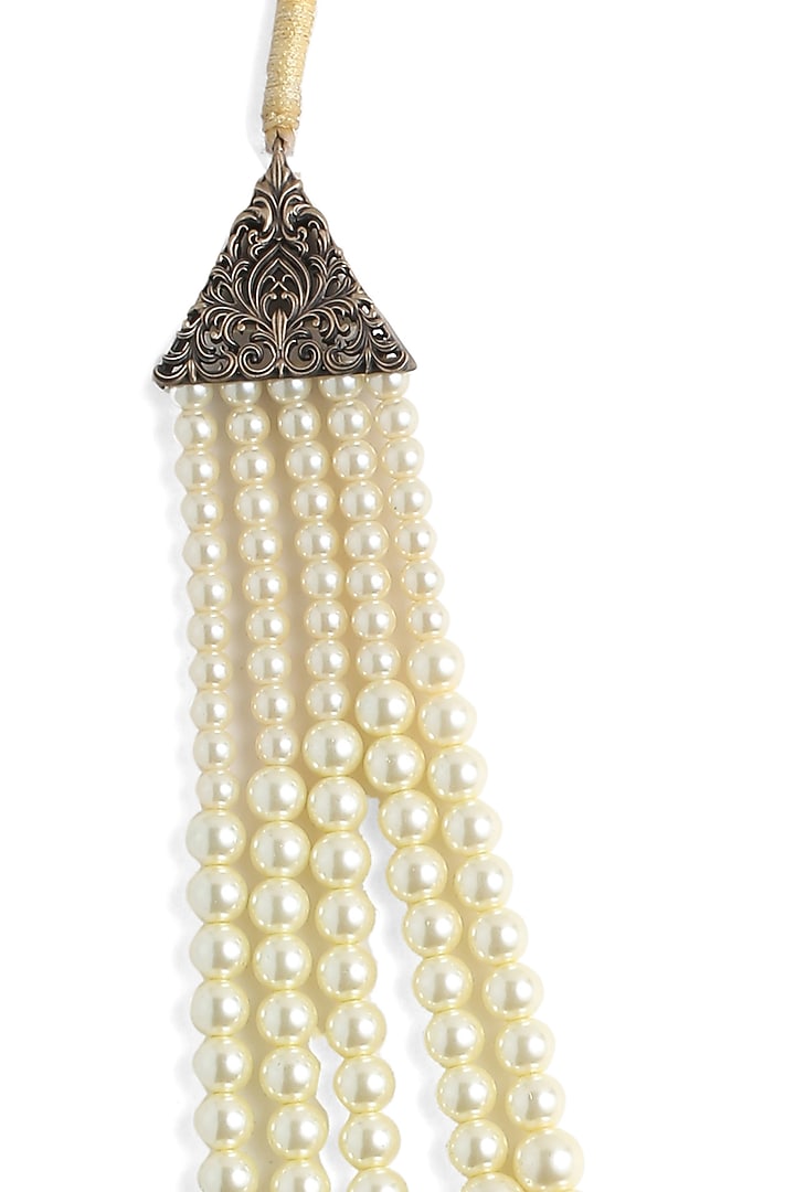 Off-White Pearl Beaded Layered Mala by Cosa Nostraa at Pernia's Pop Up Shop