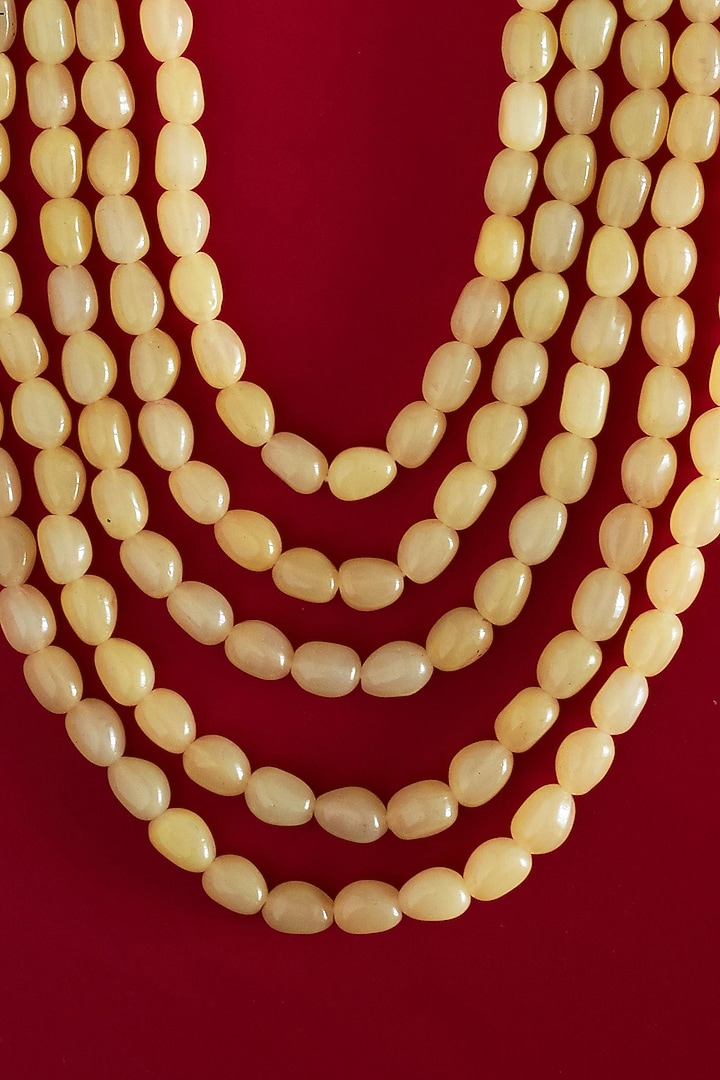 Pastel Yellow Glass Beaded Layered Mala by Cosa Nostraa at Pernia's Pop Up Shop