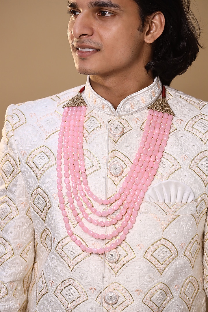 Pink Glass Beaded Layered Mala by Cosa Nostraa at Pernia's Pop Up Shop