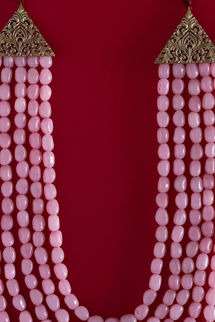 Pink Glass Beaded Layered Mala by Cosa Nostraa at Pernia's Pop Up Shop