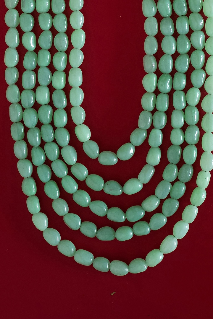Pastel Green Glass Beaded Layered Mala by Cosa Nostraa at Pernia's Pop Up Shop